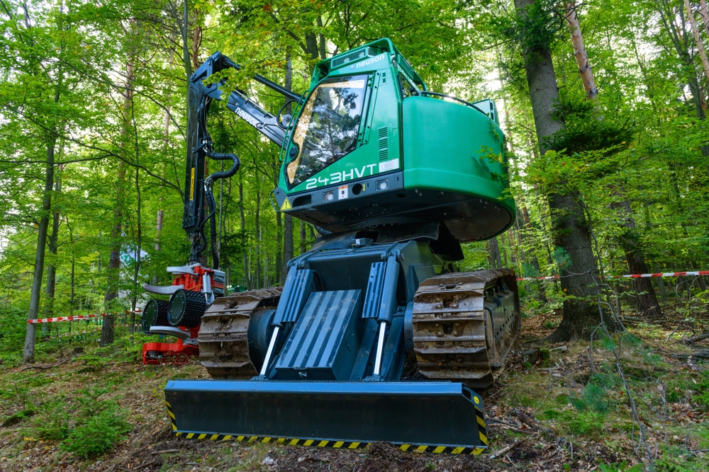 forchtenstein,,austria,,10,oct,2019,,demonstration,of,a,forest,harvester